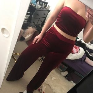 Fashion Nova Get the feel Red velvet pants set